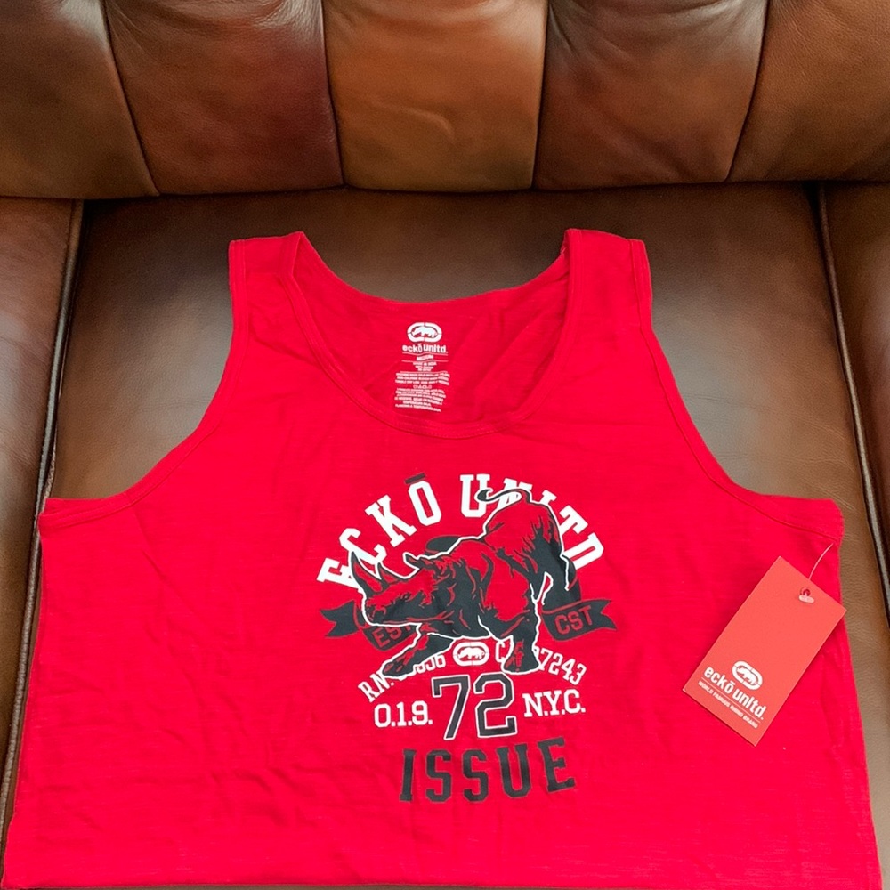 ECKO UNLTD. Unlimited Mens Size: Medium Red Tank Top Shirt with Rhino Logo.